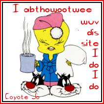 Coyote Jo's I abthowootwee wuv dis site I do I do Award